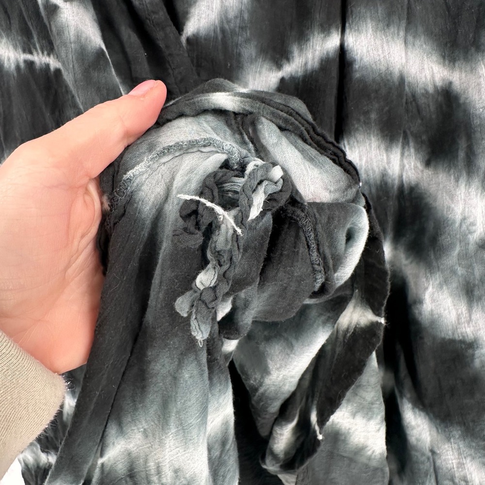 Lucy Diamonds‎ Tie Dye Maxi Skirt Tiered Balloon Black White Cotton Women 6X - Picture 7 of 11